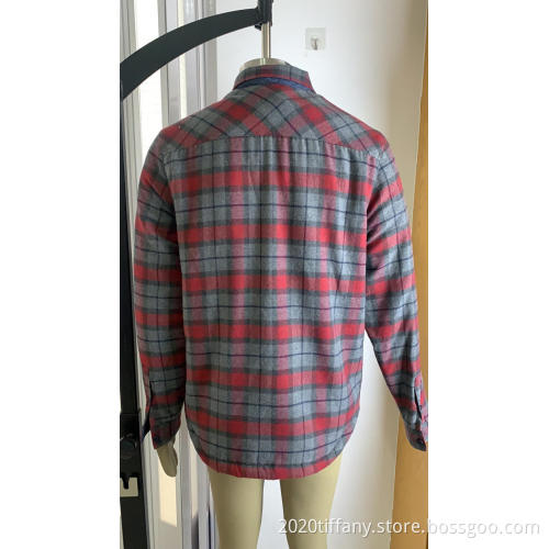 Red And Grey Checkered Shirt With Double Pockets